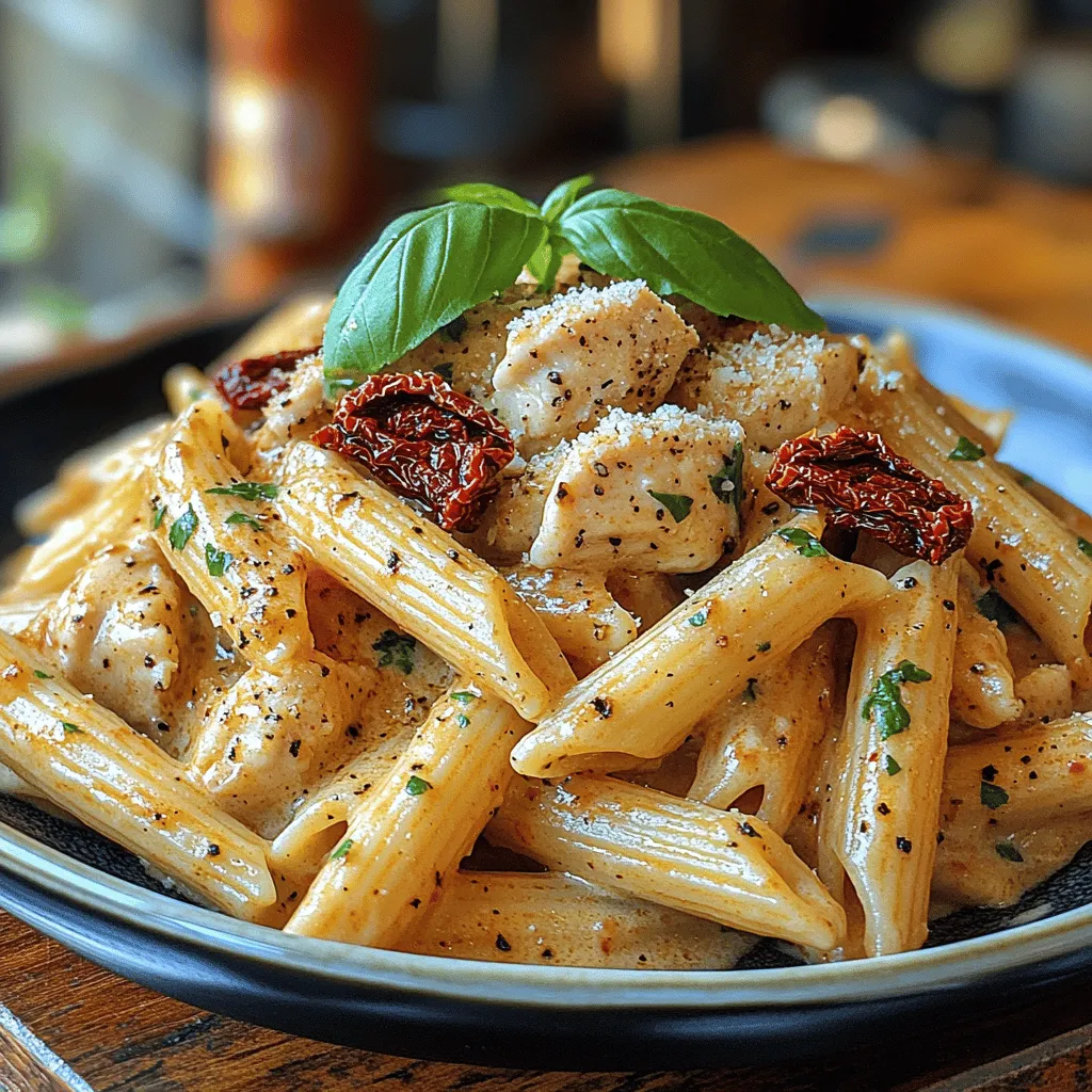 Creamy Sun-Dried Tomato Chicken Pasta is a culinary delight that brings together the vibrant flavors of sun-dried tomatoes, a velvety creamy sauce, tender chicken, and perfectly cooked pasta. This dish is not only a feast for the taste buds but also a comforting meal that can be whipped up in no time, making it an ideal choice for busy weeknights or a cozy family dinner. With its rich and savory profile, this recipe has become a favorite among those looking to impress guests or simply indulge in a hearty meal at home.