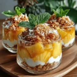 Parfaits have become increasingly popular as a versatile dessert or breakfast option, perfectly suited for any time of the day. These layered delights not only look visually appealing but also offer endless possibilities for flavor combinations and textures. Among the myriad of parfait options, Zesty Pineapple Parfaits stand out as a refreshing and tropical treat that can elevate any occasion, from casual brunches to festive gatherings. The combination of fresh pineapple, creamy Greek yogurt, and crunchy granola creates a delightful balance of flavors that is both satisfying and invigorating.