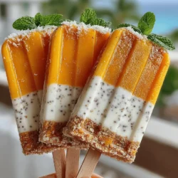 During the hot months, our bodies crave hydration and cooling snacks. Popsicles offer a fun and creative way to enjoy fruit while staying refreshed. Unlike store-bought options that are often laden with sugars and artificial flavorings, homemade popsicles allow you to control the ingredients, ensuring a healthier alternative. The Tropical Bliss Mango Coconut Chia Popsicles are not only easy to make but also perfect for kids and adults seeking a guilt-free indulgence. As the summer heat rises, this frozen treat becomes a staple that can be enjoyed at picnics, barbecues, or simply during a relaxing afternoon at home.