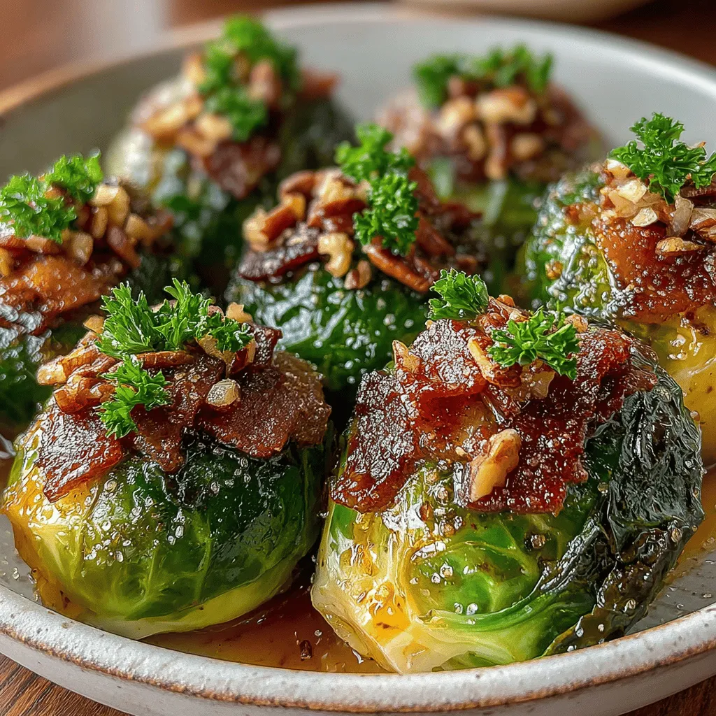Maple Bacon Brussels Sprouts Delight is a mouthwatering dish that seamlessly combines the earthy, slightly nutty flavors of Brussels sprouts with the rich, savory notes of crispy bacon, all elevated by a sweet and sticky maple glaze. As a side dish, this recipe stands out due to its simple preparation and its ability to balance textures and flavors beautifully, making it a perfect accompaniment for any meal. Whether you're hosting an elegant dinner party, preparing a festive feast, or simply looking to add a delectable touch to your weeknight dinners, this dish is sure to impress your guests and family alike.