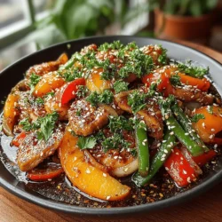 Sweet Chili Peach Chicken Stir Fry