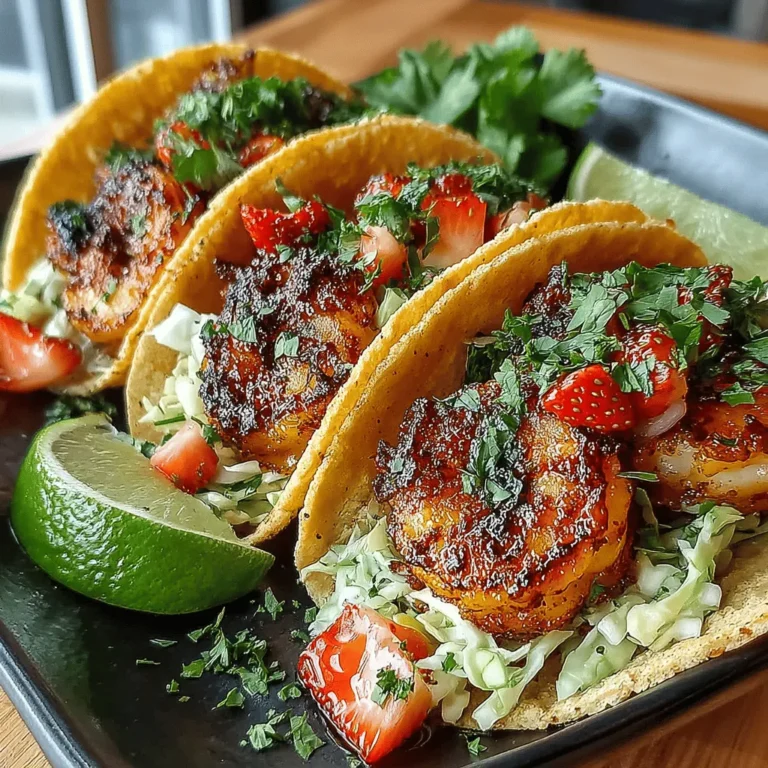 When it comes to vibrant and flavorful dishes, shrimp tacos stand out as a delightful option that never fails to impress. These handheld treats are not only a feast for the senses but also allow for endless creativity. One such innovative take is the combination of succulent shrimp with a sweet and tangy strawberry slaw. This unique pairing elevates the traditional taco experience, offering a refreshing contrast that tantalizes the taste buds and adds a burst of color to your plate.