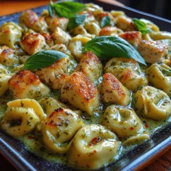 Creamy Pesto Chicken Tortellini