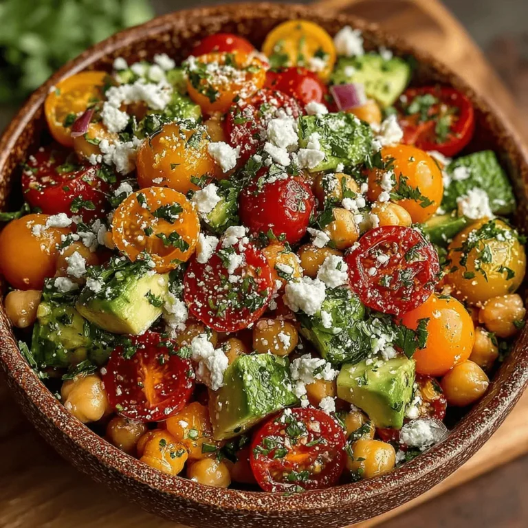 When preparing the Creamy Avocado Chickpea Delight, the goal is to maintain the integrity of each ingredient, particularly the avocados, which add a creamy texture and rich flavor. To toss the salad effectively without mashing the avocado, follow these steps: