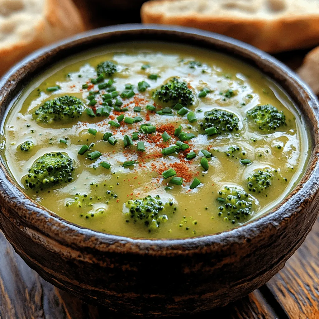 To create this deliciously creamy broccoli cheese soup, gather the following ingredients: