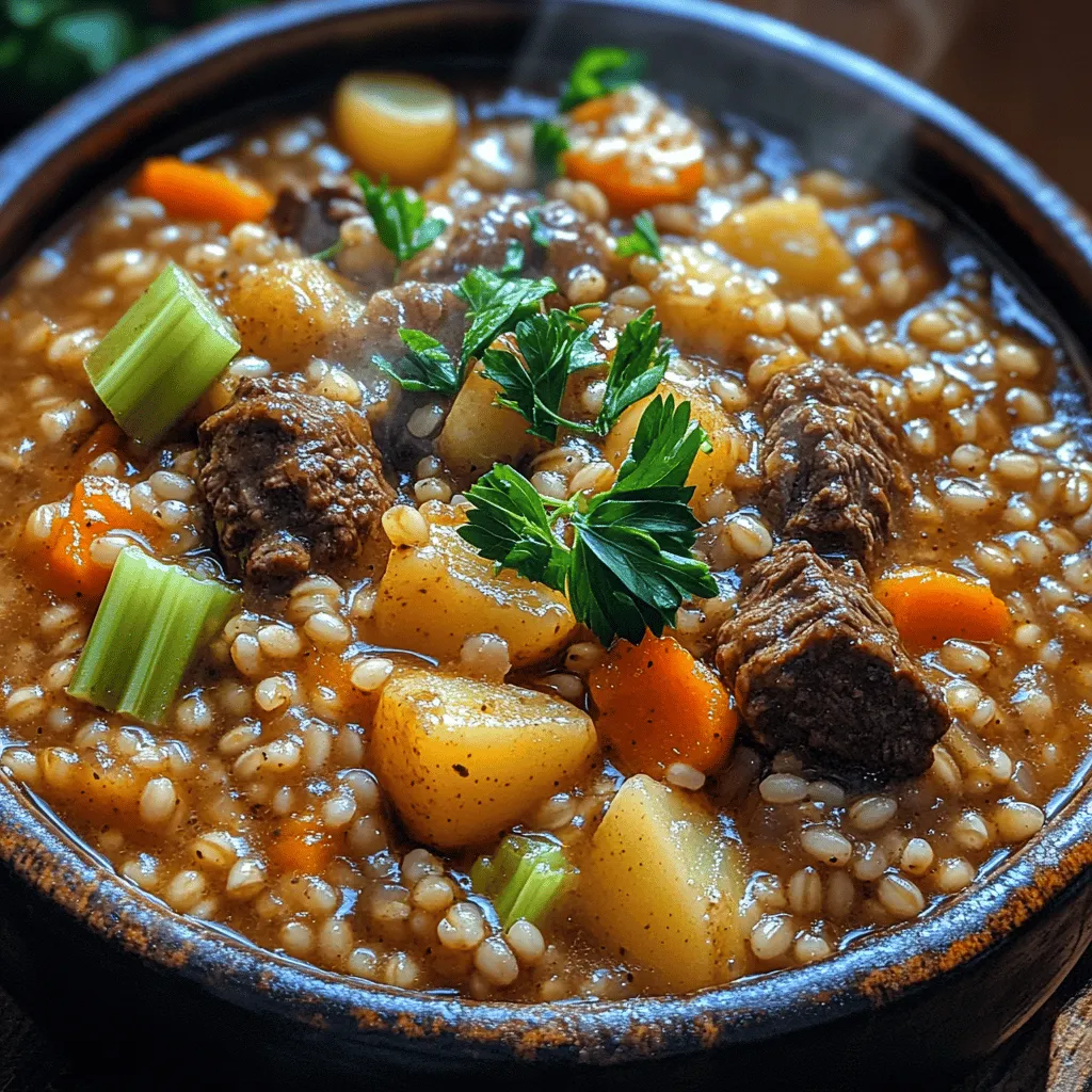 As the days grow shorter and the air turns crisp, there’s nothing quite like the comfort of a warm bowl of stew to wrap you in a cozy embrace. The rich, savory aroma wafting from a pot of slow-cooked beef barley stew is reminiscent of home and family gatherings. This dish is not just a meal; it's a cherished tradition that has been passed down through generations, evolving with each cook but remaining steeped in nostalgia. I remember the first time I made a hearty beef barley stew; it was a chilly Sunday afternoon when the world outside my window was draped in a blanket of frost. The scent of simmering meat and vegetables filled my home, inviting everyone to gather around the table. That first taste was an unforgettable experience, and it became a go-to recipe for gatherings and chilly nights alike.