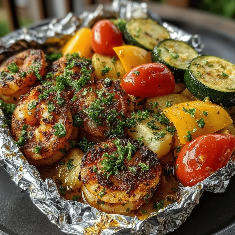 If you're looking for a vibrant, tasty meal that's as easy to prepare as it is delightful to eat, look no further than Shrimp-tastic Veggie Fiesta Foil Packets. This dish combines succulent shrimp with a medley of fresh vegetables, all wrapped up in a convenient foil packet. The beauty of this recipe lies not just in its flavor, but also in its adaptability and quick preparation. Whether you’re cooking for a family dinner or a weekend barbecue, these foil packets are sure to impress.