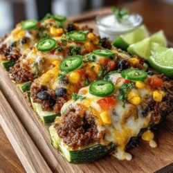 If you’re looking for a delightful dish that combines the comforting flavors of tacos with the healthful benefits of vegetables, look no further than Zesty Taco Zucchini Boats. This recipe offers a perfect balance of savory tastes and nutritious ingredients, making it a standout choice for both busy weeknights and casual gatherings. Imagine hollowed-out zucchini filled with a delicious mixture of seasoned meat, beans, corn, and cheese, all baked to perfection—this dish is sure to satisfy your cravings while keeping it light.