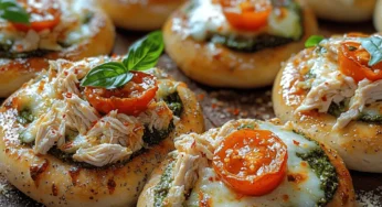 Mini Chicken Pesto Pizza Bagels Recipe
