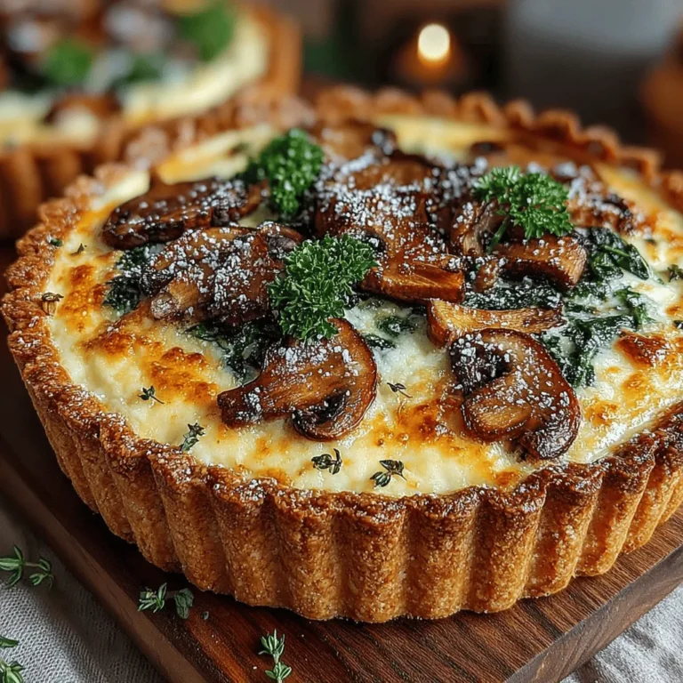 Quiche is an incredibly versatile dish that can be enjoyed any time of day. Whether it's a hearty breakfast, a light lunch, or a satisfying dinner, quiche has the remarkable ability to adapt to various occasions and preferences. One of the standout variations is the Savory Mushroom and Herb Quiche, which combines the earthiness of mushrooms with the freshness of herbs to create a dish that is both flavorful and nourishing. This quiche is a testament to the beauty of using wholesome ingredients that not only please the palate but also contribute to a healthy diet.