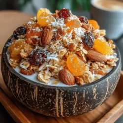 To create the perfect Sweet & Crunchy Maple Almond Granola Clusters, the first step is to combine your wet ingredients effectively. The key here is emulsification, which is crucial for achieving a uniform texture and ensuring that every bite is bursting with flavor. Start by whisking together your maple syrup, melted coconut oil, and vanilla extract in a mixing bowl. Ensure that the coconut oil is not too hot to prevent cooking the other ingredients; a warm temperature is ideal for blending smoothly.