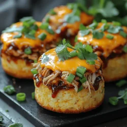 In the realm of savory comfort food, few dishes can rival the deliciousness of BBQ pulled chicken paired with cornbread. The combination of tender, flavorful chicken enveloped in a rich BBQ sauce, all nestled between fluffy, slightly sweet cornbread, creates a culinary experience that is both satisfying and memorable. This recipe for Mini BBQ Pulled Chicken Cornbread Stacks offers a delightful twist on traditional BBQ fare, making it a perfect choice for gatherings or a cozy family dinner.
