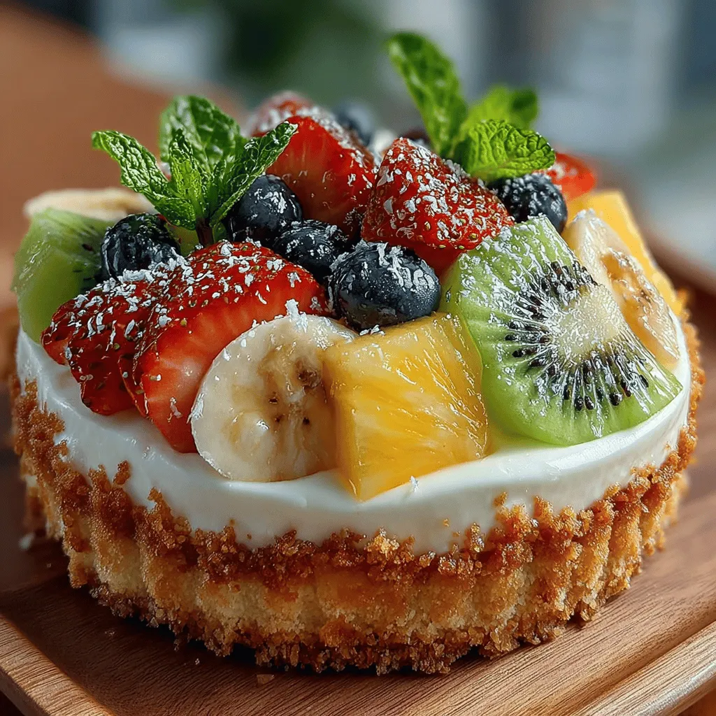Fruit pizza is an inventive and delicious dessert that combines the indulgence of traditional pizza with the refreshing qualities of fruit. This delightful treat features a sweet cookie crust topped with a luscious layer of cream cheese frosting and an array of colorful fruits. Among the many variations, the Tropical Sunrise Fruit Pizza stands out for its vibrant colors and refreshing tropical flavors. This recipe is not only visually appealing but also incredibly versatile, making it an ideal choice for summer gatherings, potlucks, or as a light dessert after a hearty meal.